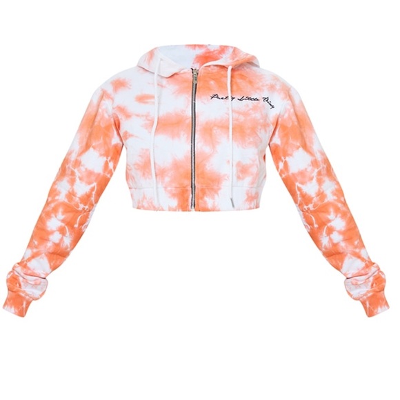PrettyLittleThing Tops - Pretty little thing orange tie dye cropped hoodie - nwt 🍊